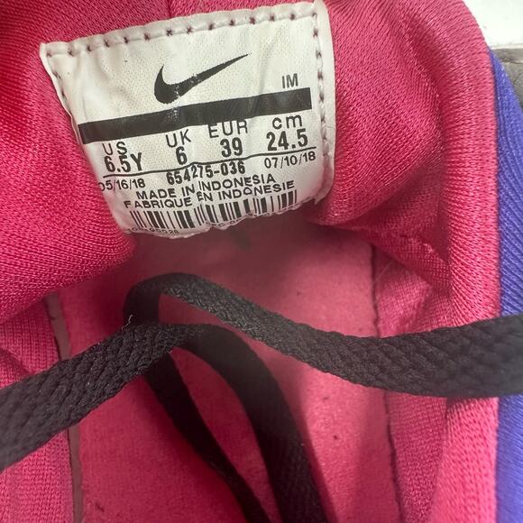 Nike size 6.5 Youth Pink Purple Huarache Lace Up Sneakers‎ Running Casual School - Picture 6 of 8